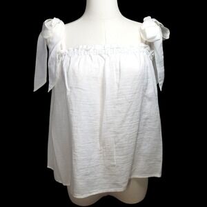 Outerknown Oasis Top Womens Medium White Bows Organic‎ Cotton Boho Beach Coastal